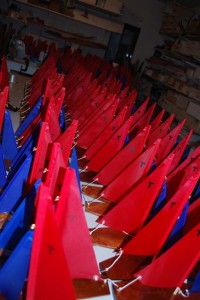 Dozens of brightly colored T10s await shipment to Nordstrom stores all over the country!